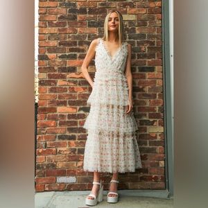 Tulle floral maxi dress